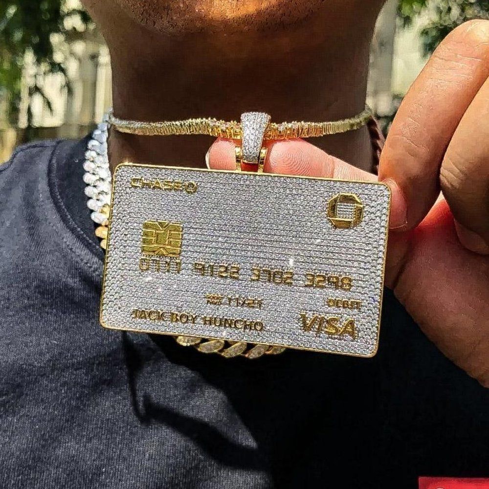 14k Gold Iced Chase Debit Card Necklace